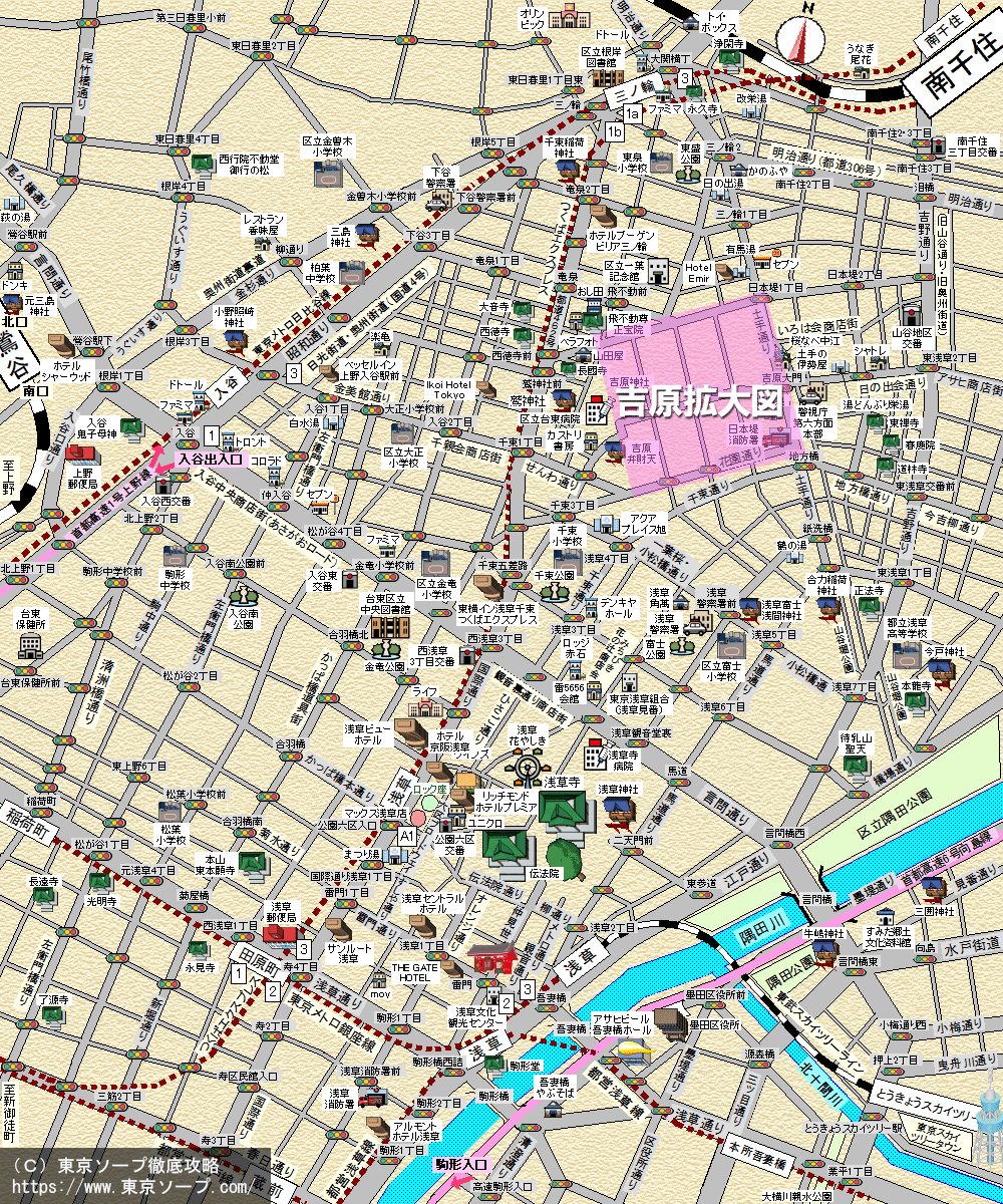 吉原・新宿・池袋など都内のエリア別MAP～東京ソープ徹底攻略～